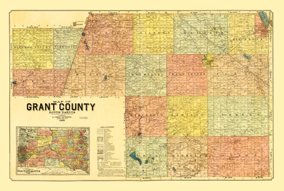 Preview of Vintage Map of Grant County, South Dakota 1899