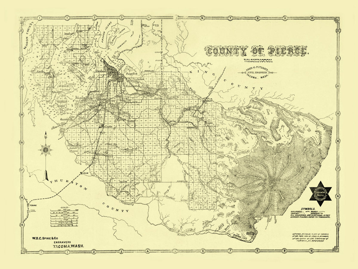 Preview of Vintage Map of Pierce County, Washington 1890