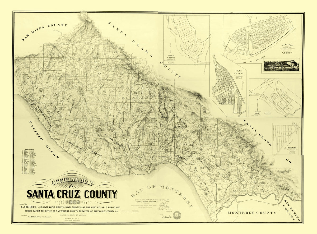 Preview of Vintage Map of Santa Cruz County, California 1889