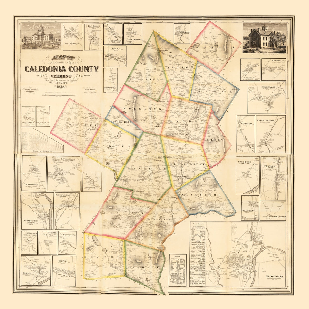 Preview of Vintage Map of Caledonia County, Vermont 1858