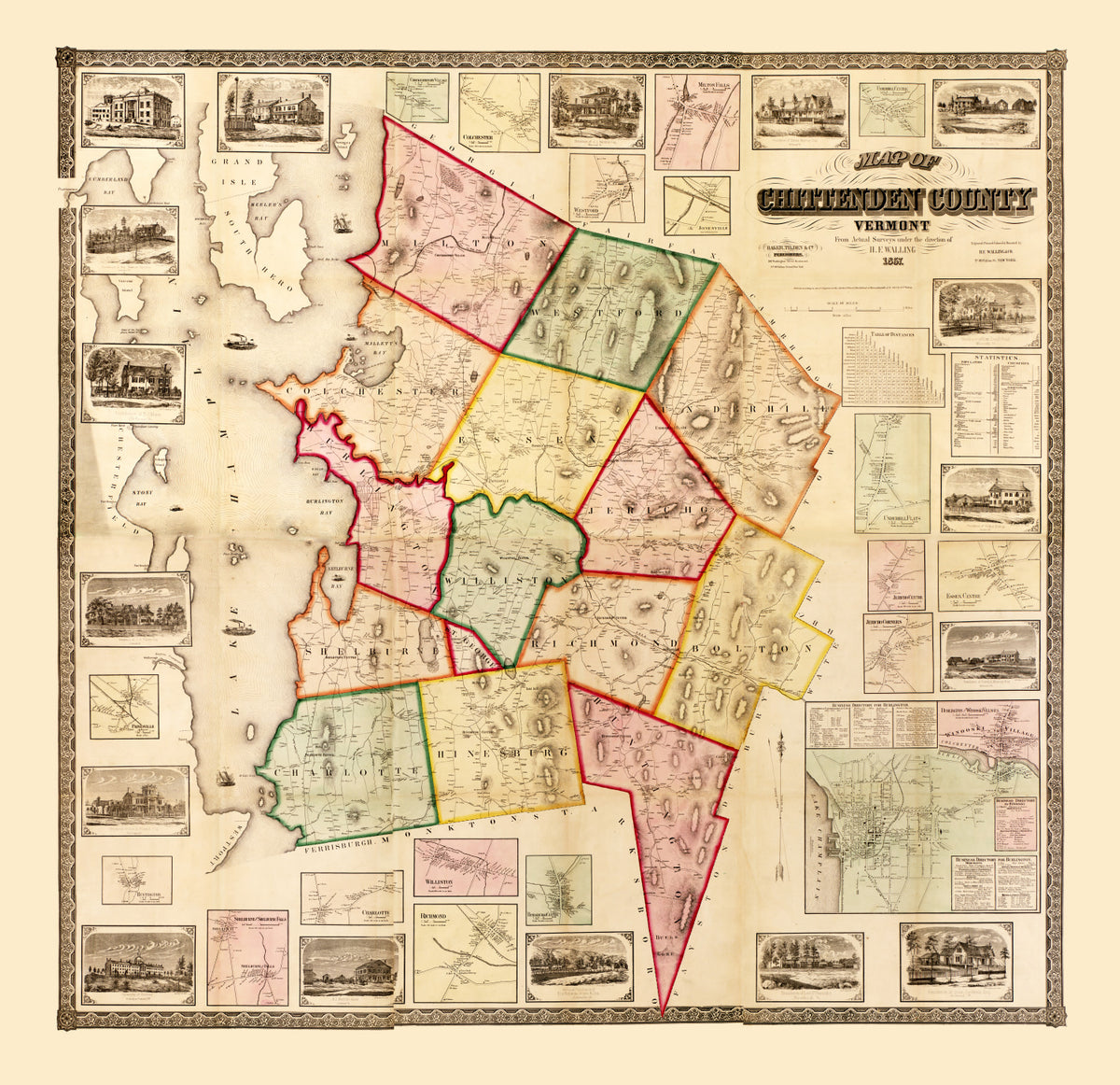 Preview of Vintage Map of Chittenden County, Vermont 1857