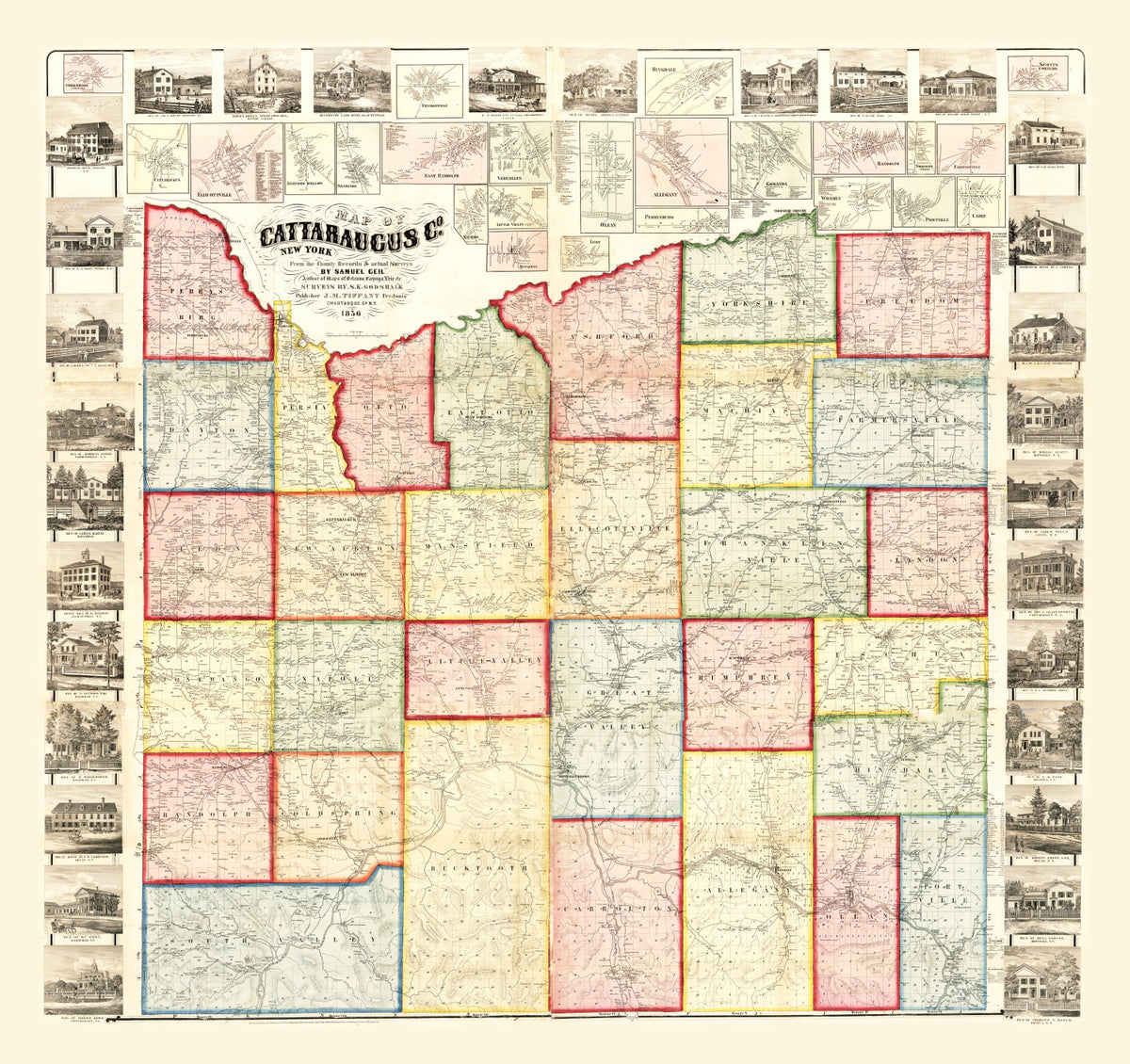 Preview of Vintage Map of Cattaraugus County, New York 1856