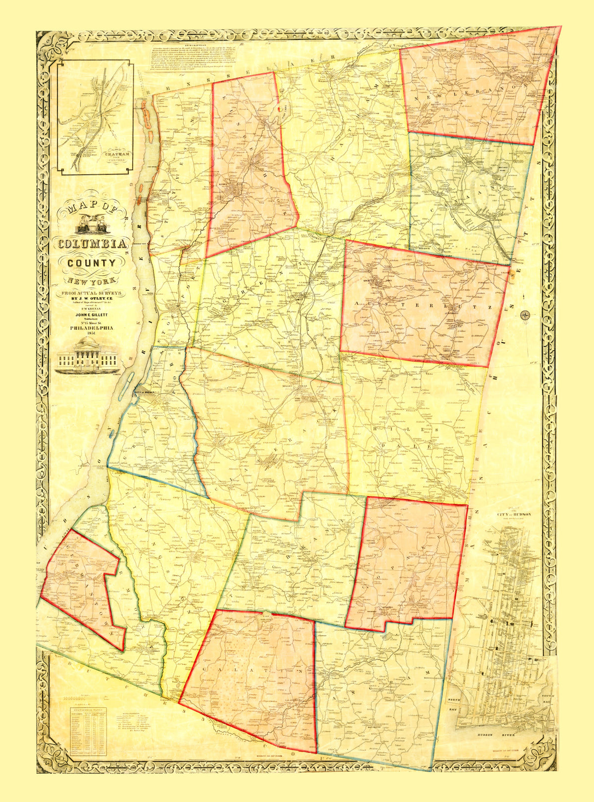 Preview of Vintage Map of Columbia County, New York 1851