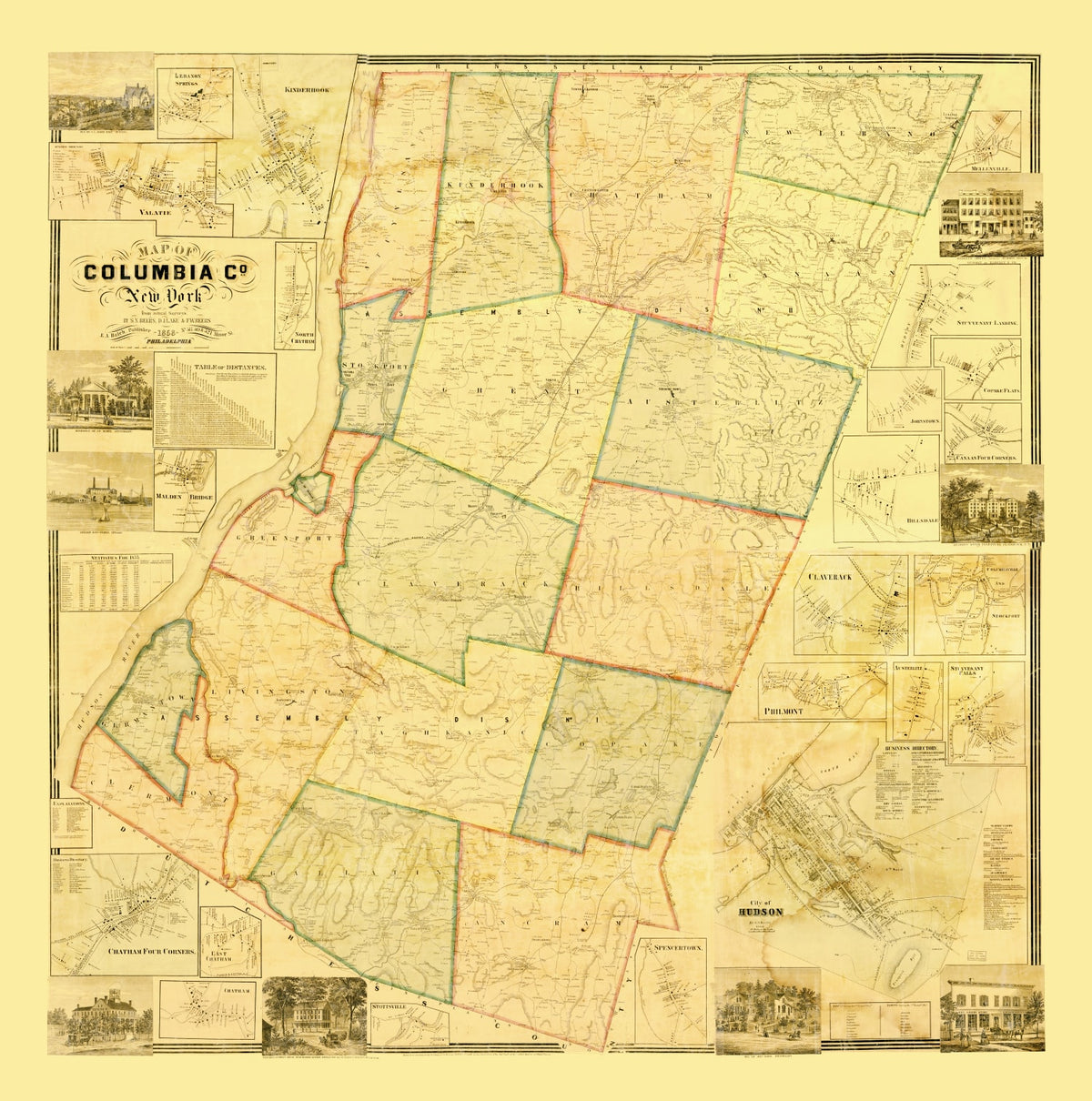 Preview of Vintage Map of Columbia County, New York 1858