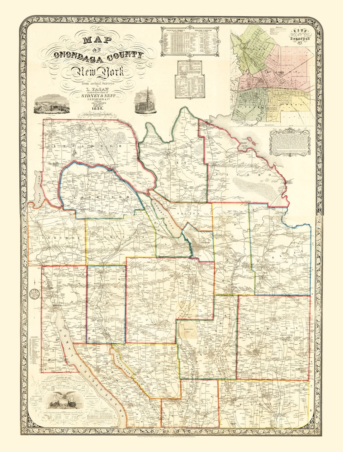 Preview of Vintage Map of Onondaga County, New York 1852