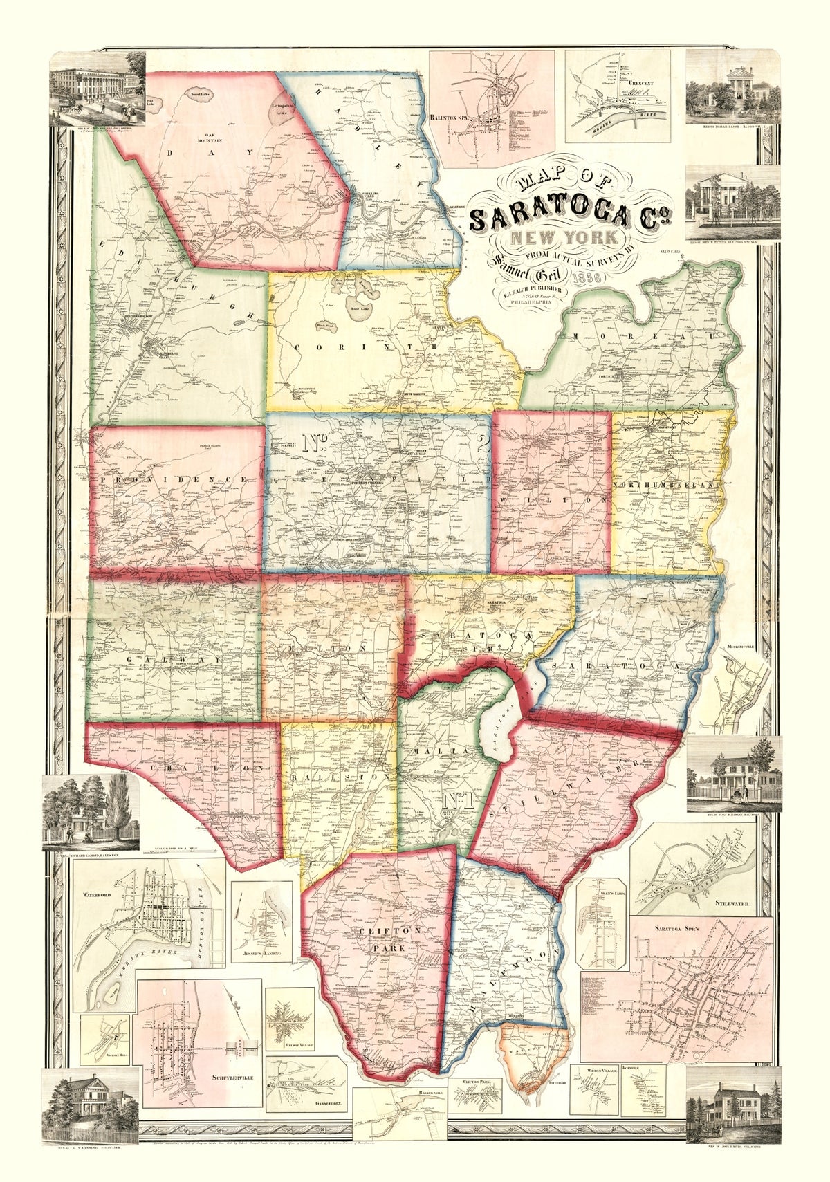 Preview of Vintage Map of Saratoga County, New York 1856