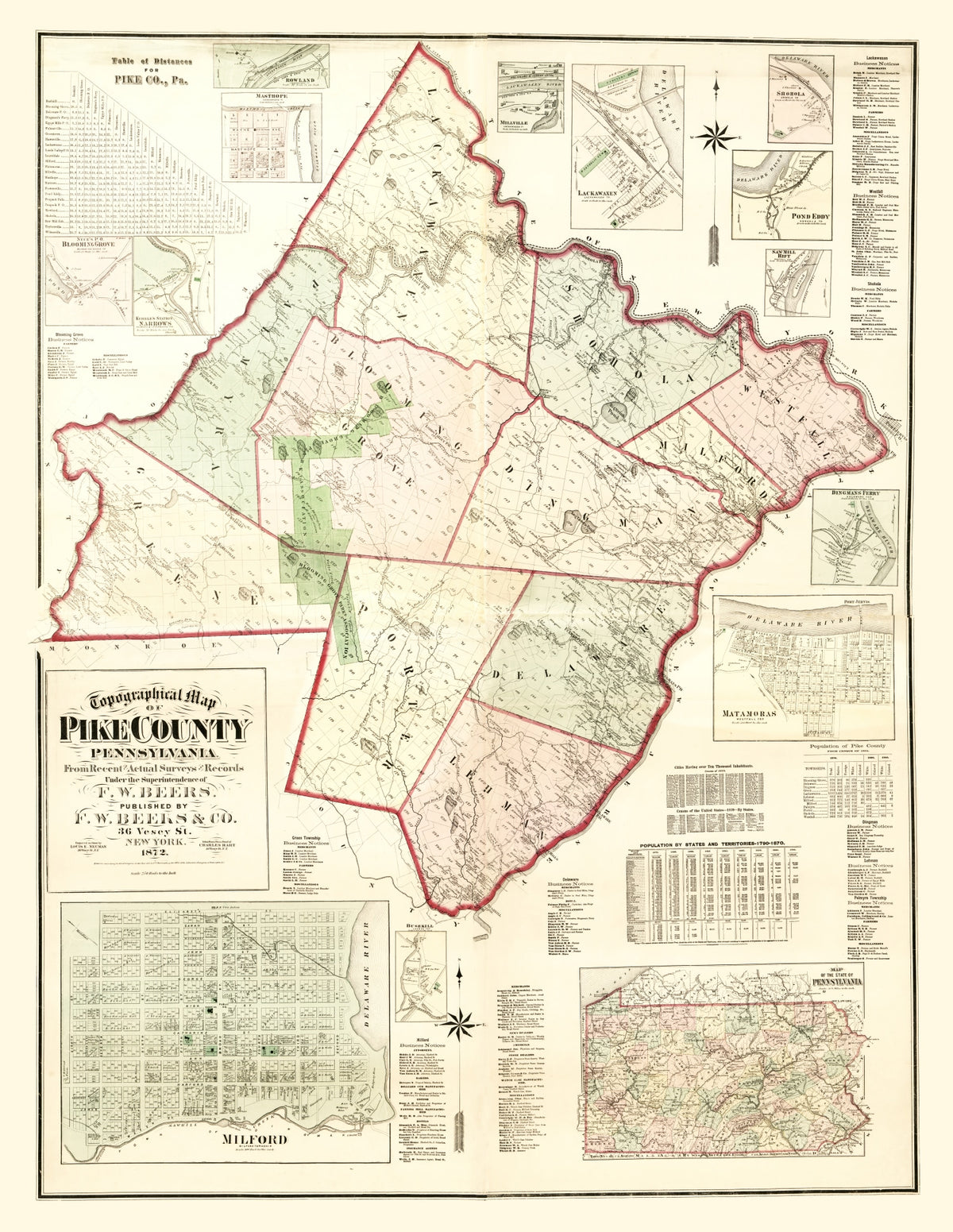 Preview of Vintage Map of Pike County, Pennsylvania 1872