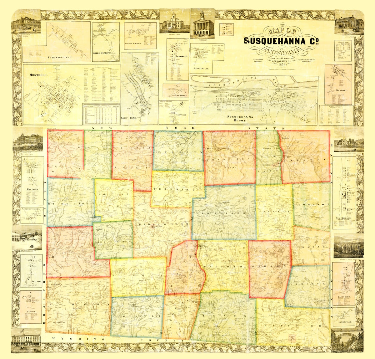 Preview of Vintage Map of Susquehanna County, Pennsylvania 1858