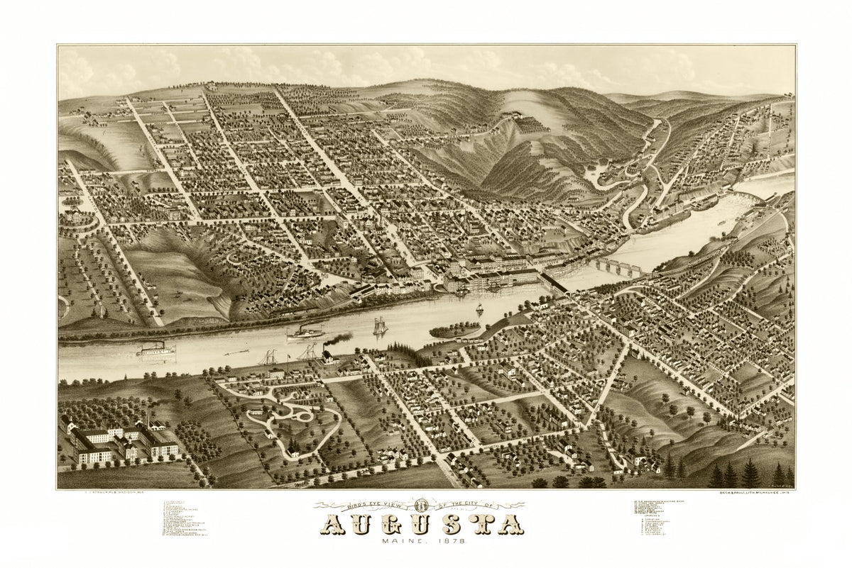 Preview of Vintage Map of Augusta, Maine 1878