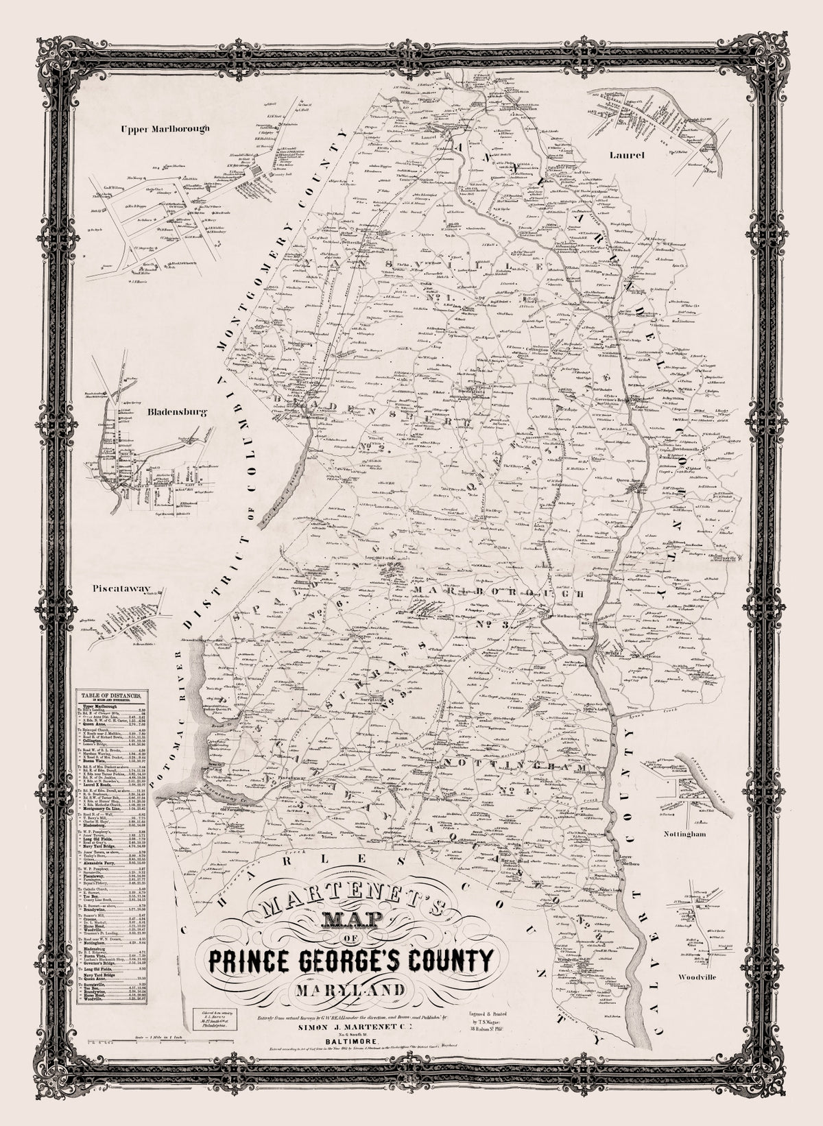 Preview of Vintage Map of Prince George County, Maryland 1861