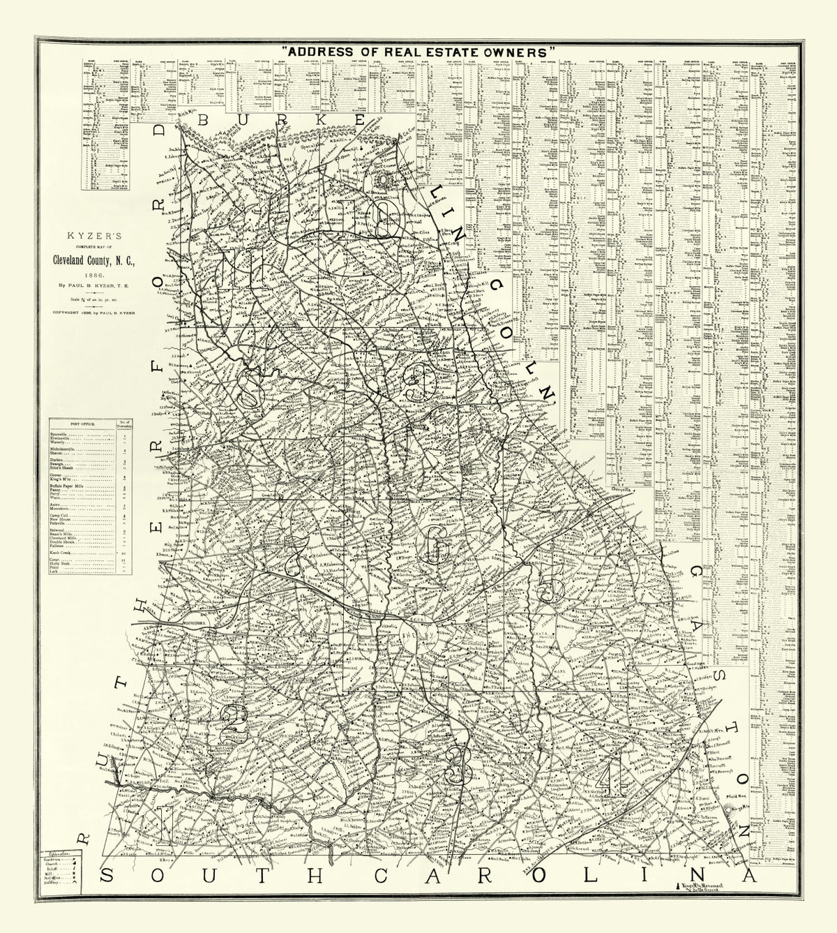 Preview of Vintage Map of Cleveland County, North Carolina 1886