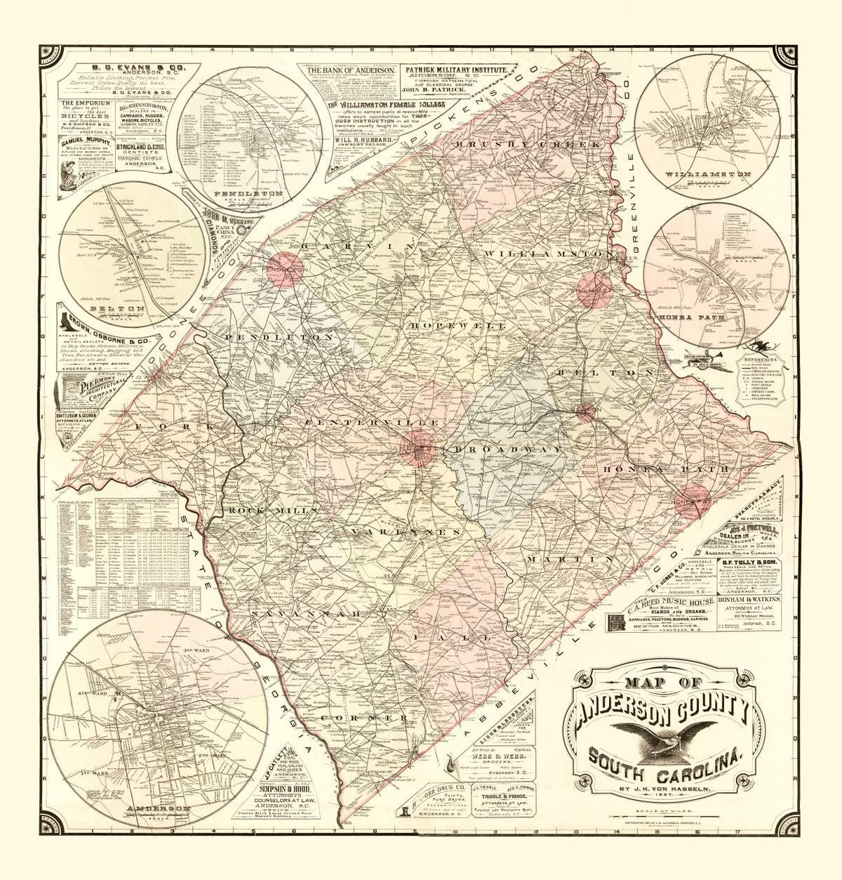 Preview of Vintage Map of Anderson County, South Carolina 1897