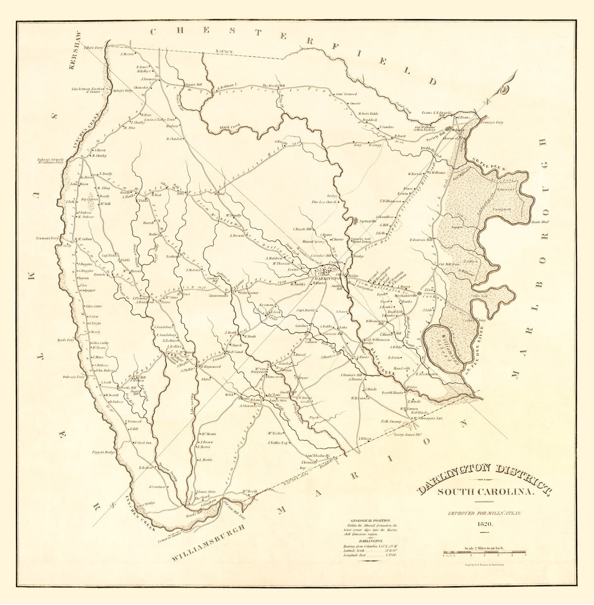 Preview of Vintage Map of Darlington District County, South Carolina 1825