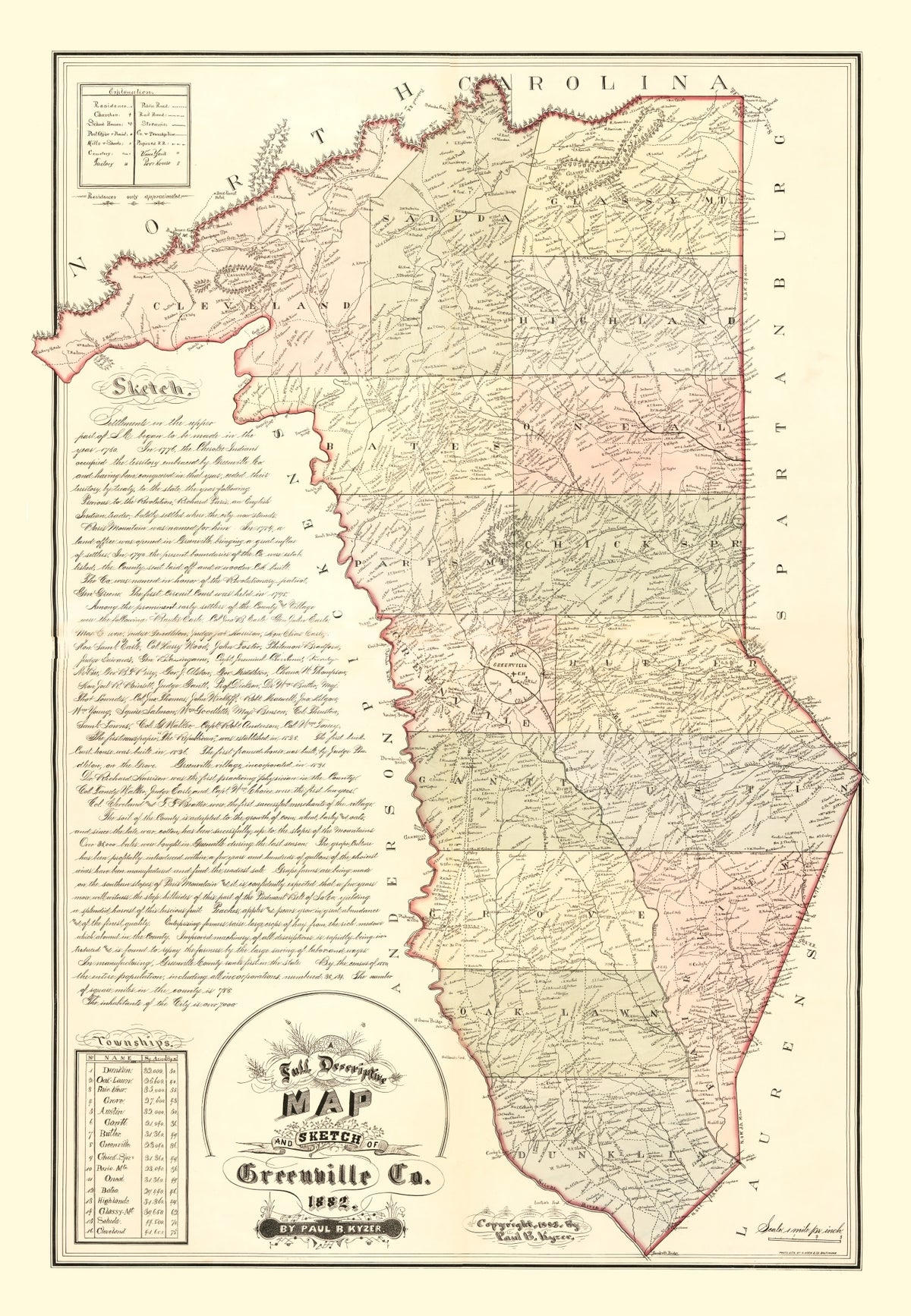 Preview of Vintage Map of Greenville County, South Carolina 1882