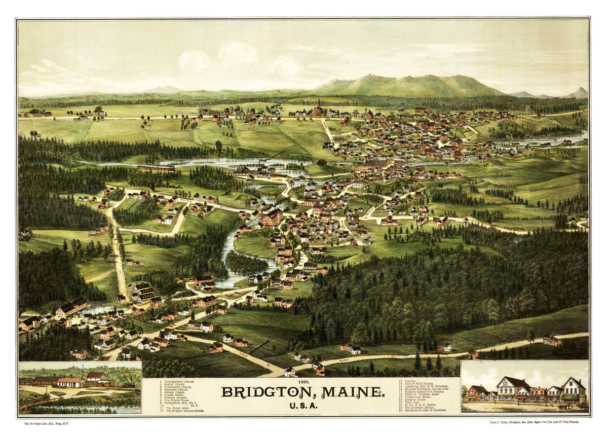 Preview of Vintage Map of Bridgton, Maine 1888