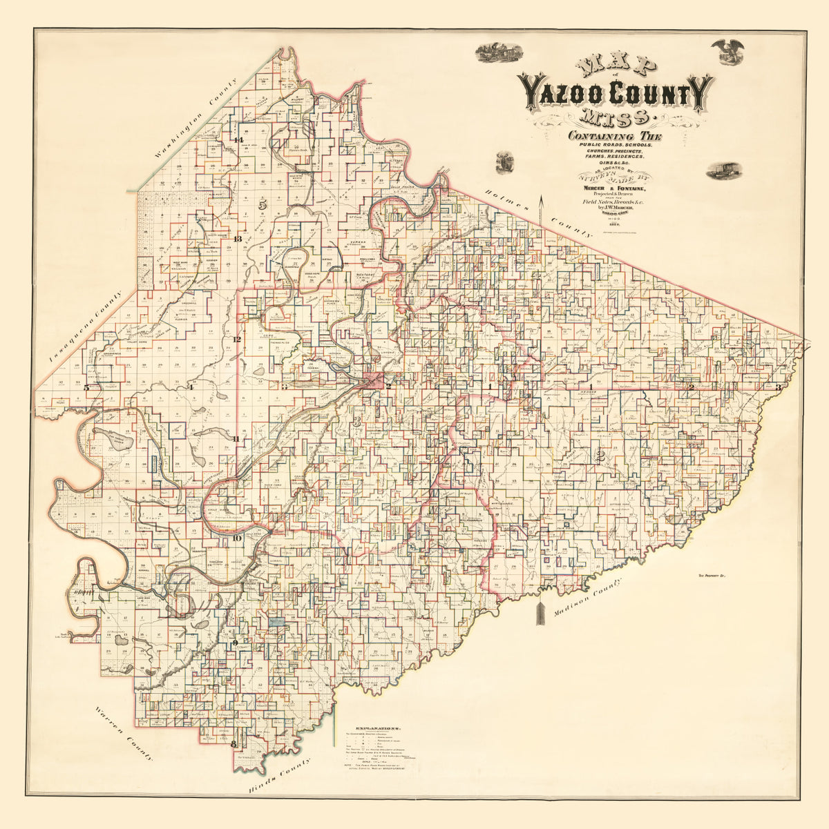 Preview of Vintage Map of Yazoo County, Mississippi 1874