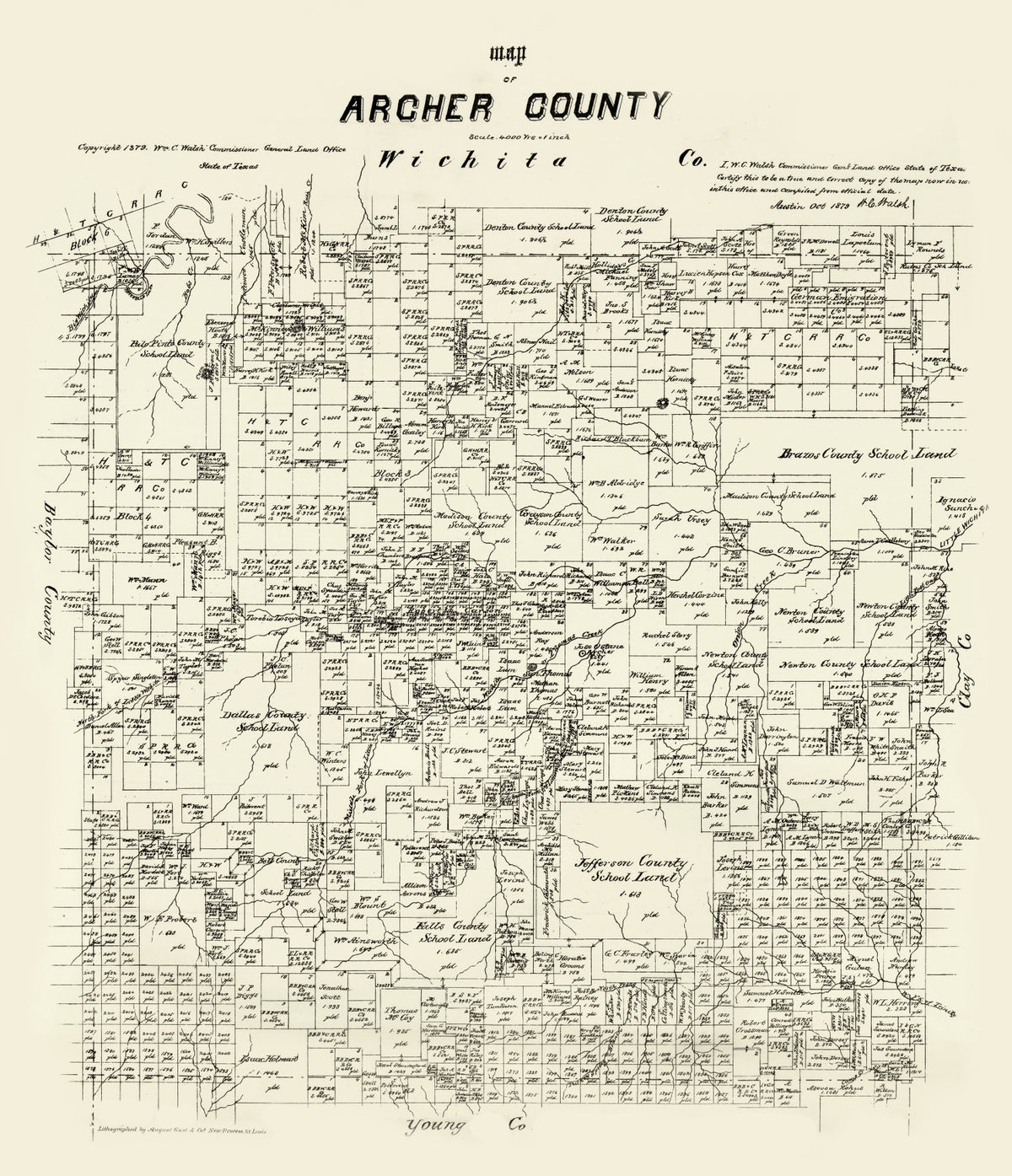 Preview of Vintage Map of Archer County, Texas 1879