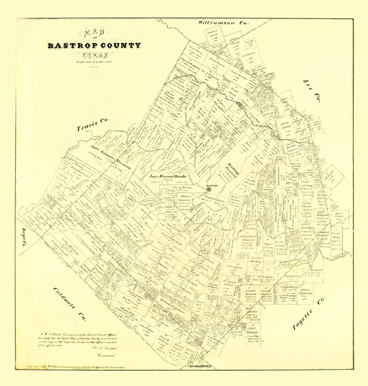 Preview of Vintage Map of Bastrop County, Texas 1879