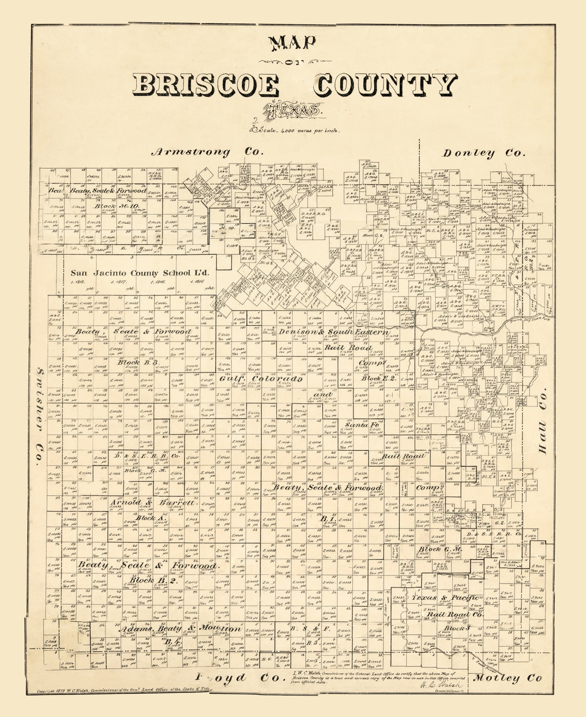 Preview of Vintage Map of Briscoe County, Texas 1897