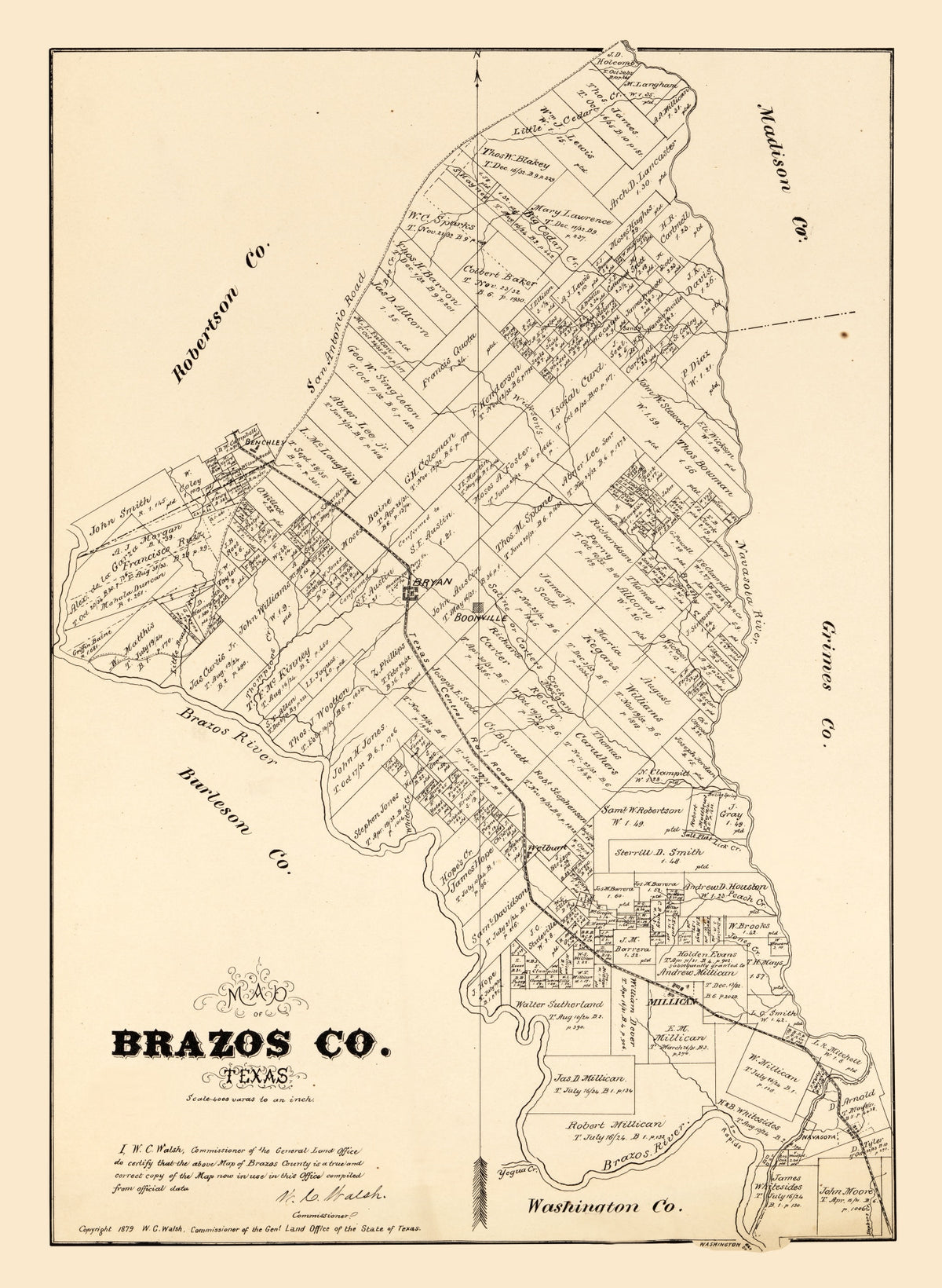 Preview of Vintage Map of Brazos County, Texas 1897