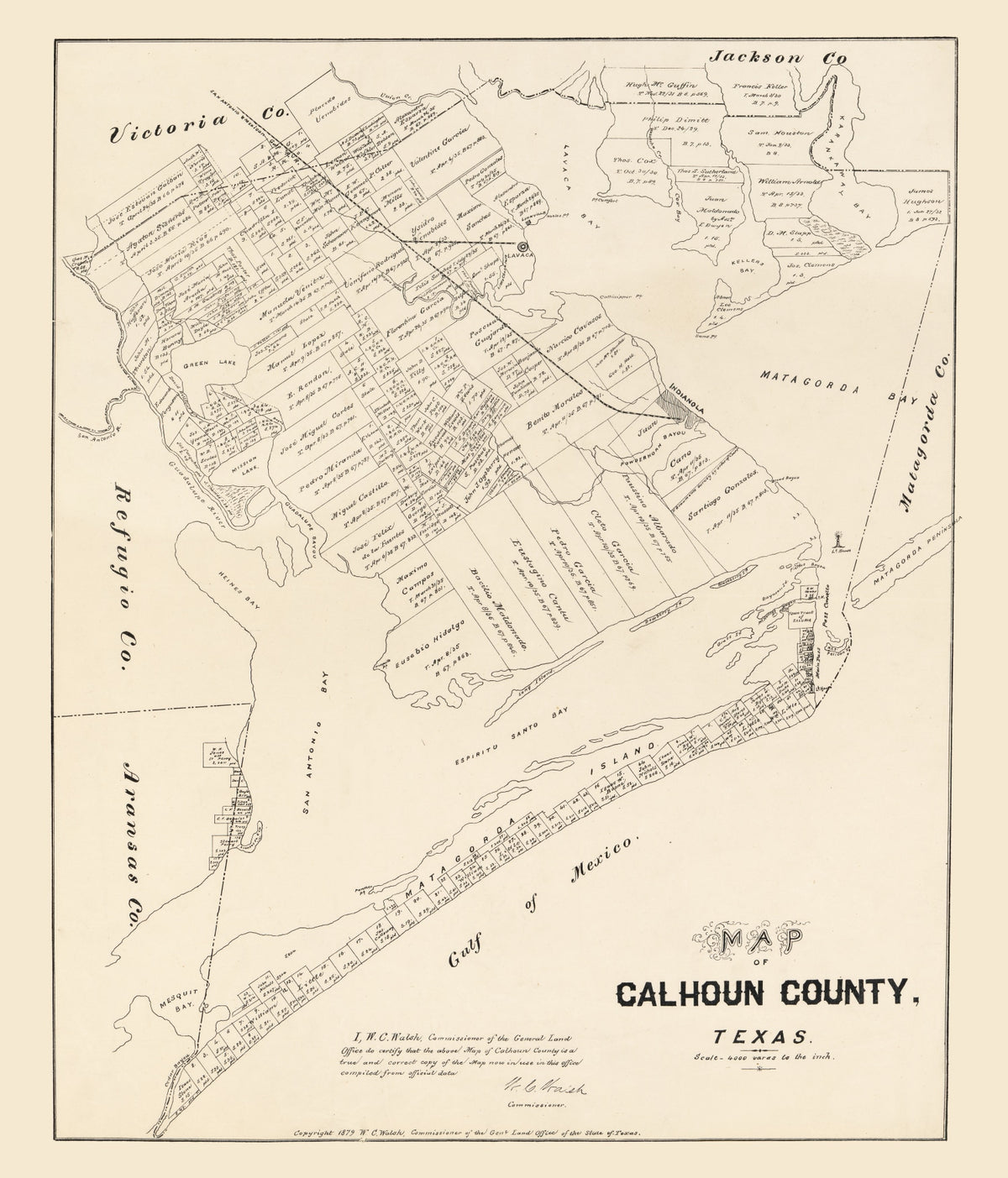 Preview of Vintage Map of Calhoun County, Texas 1879