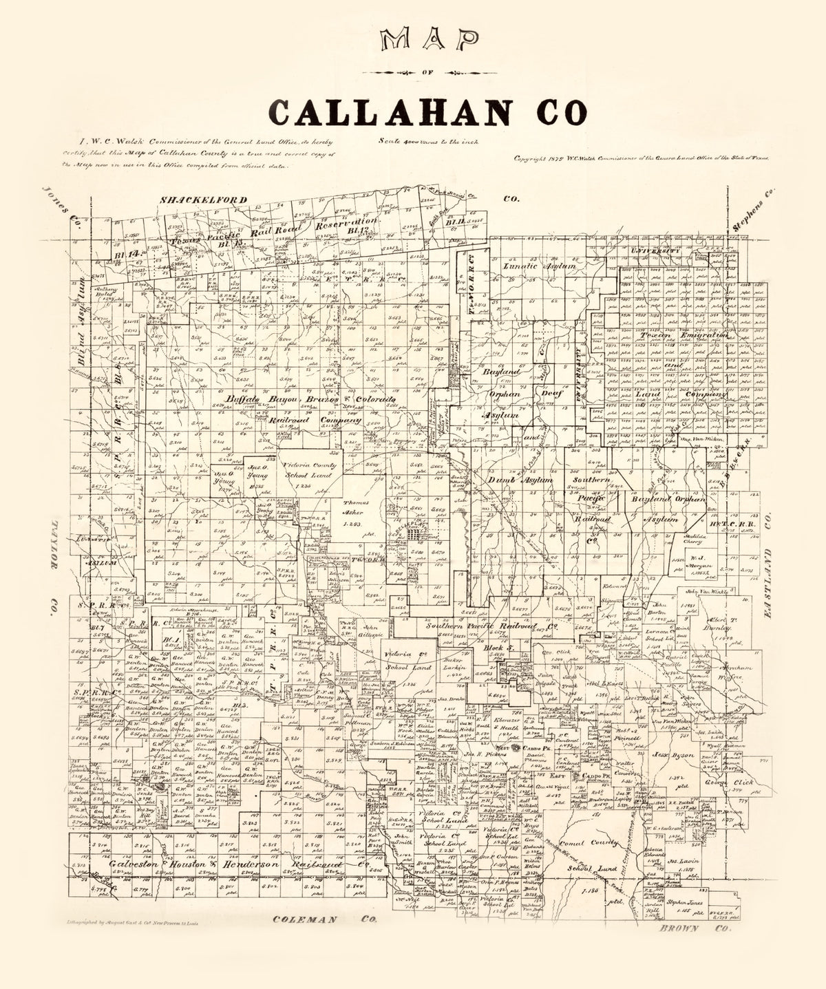 Preview of Vintage Map of Callahan County, Texas 1880
