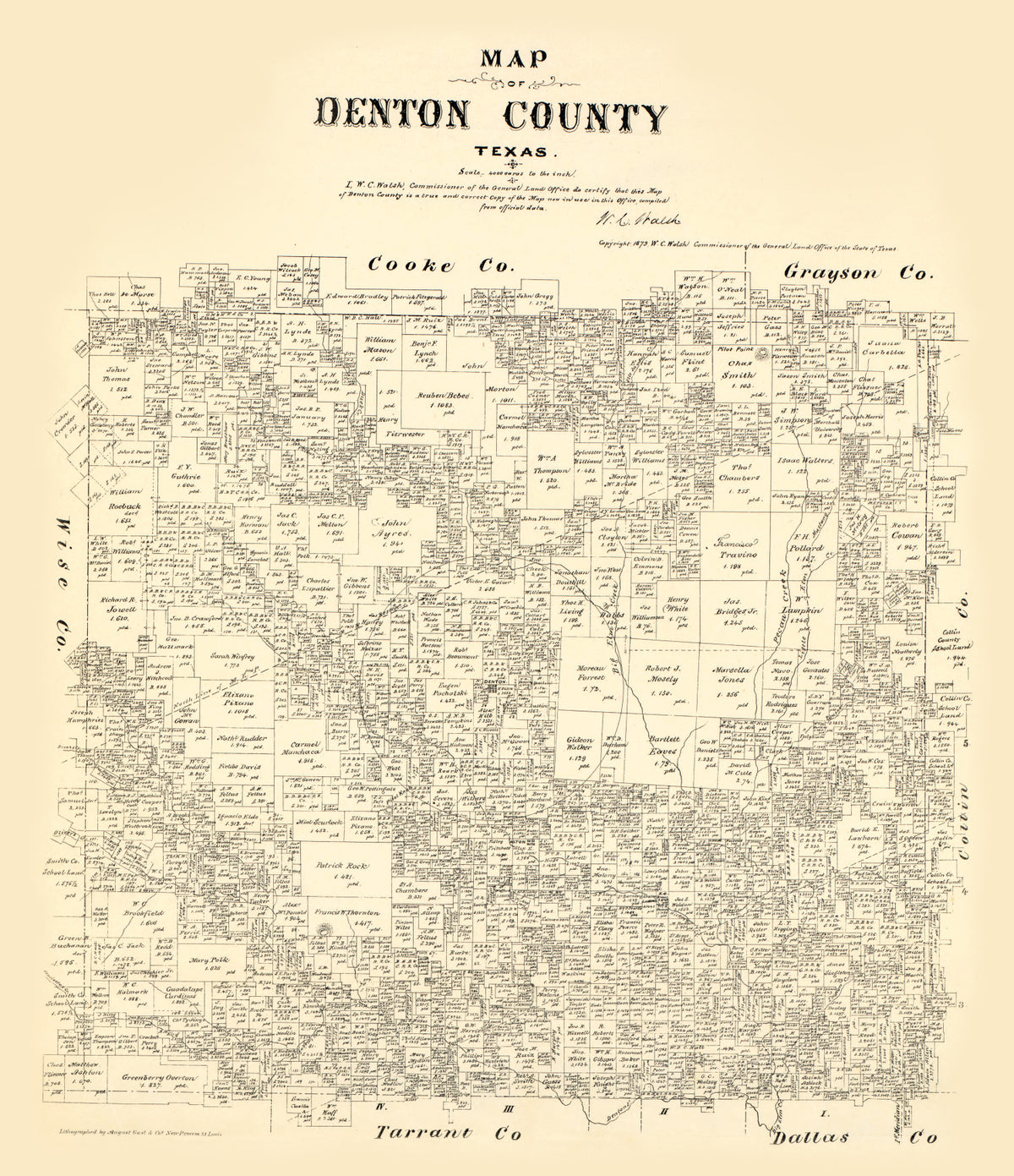 Preview of Vintage Map of Denton County, Texas 1879