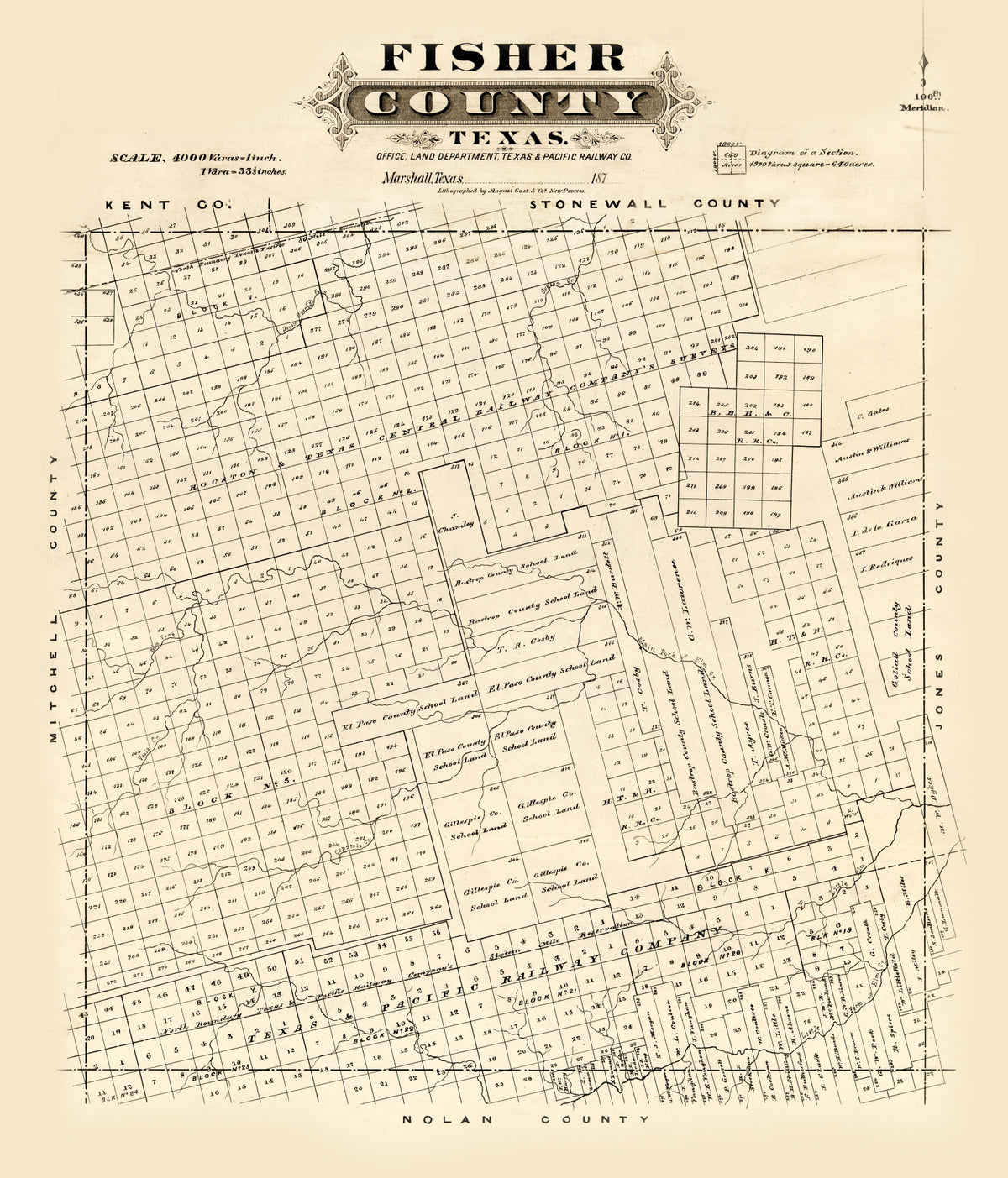 Preview of Vintage Map of Fisher County, Texas 1870