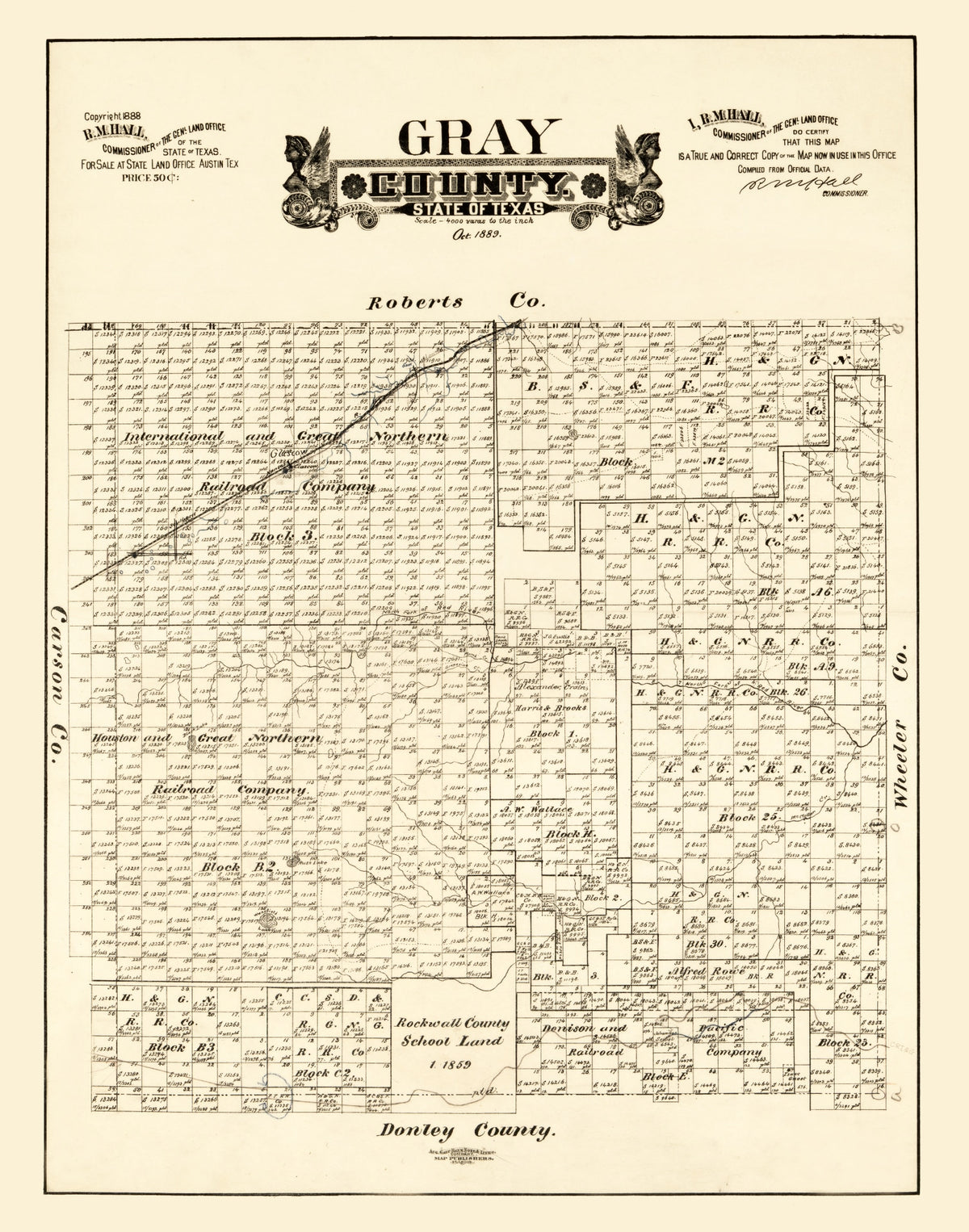 Preview of Vintage Map of Gray County, Texas 1888