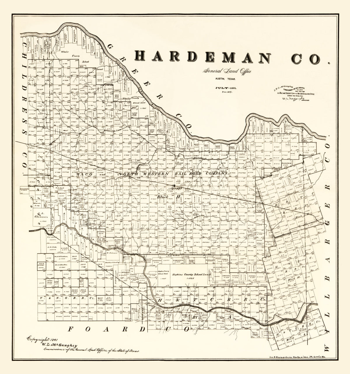 Preview of Vintage Map of Hardeman County, Texas 1891
