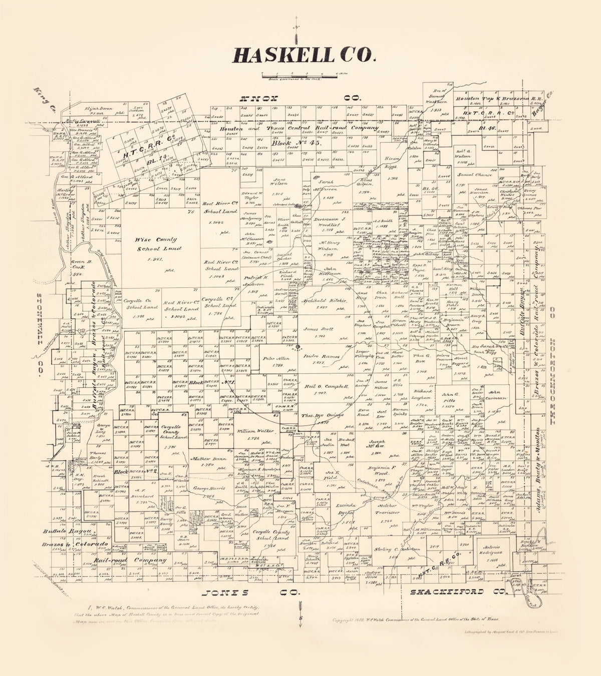 Preview of Vintage Map of Haskell County, Texas 1879