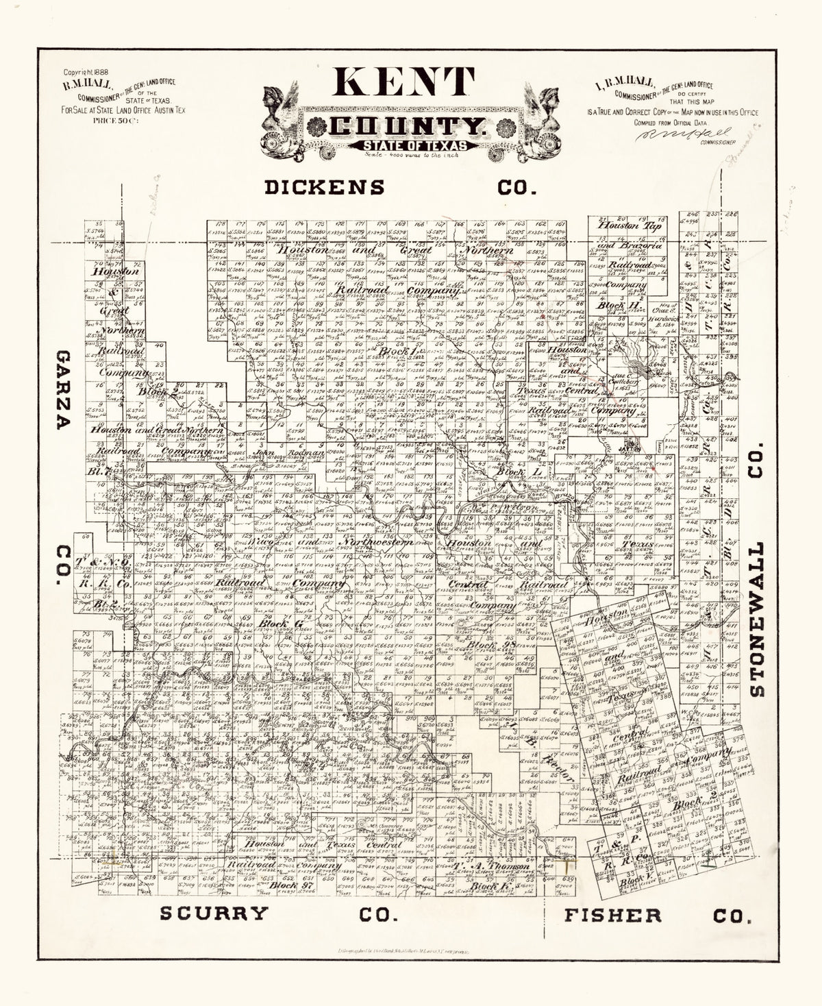Preview of Vintage Map of Kent County, Texas 1888