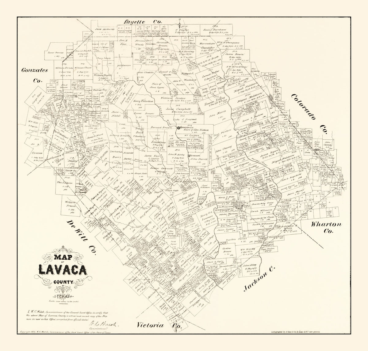 Preview of Vintage Map of Lavaca County, Texas 1879