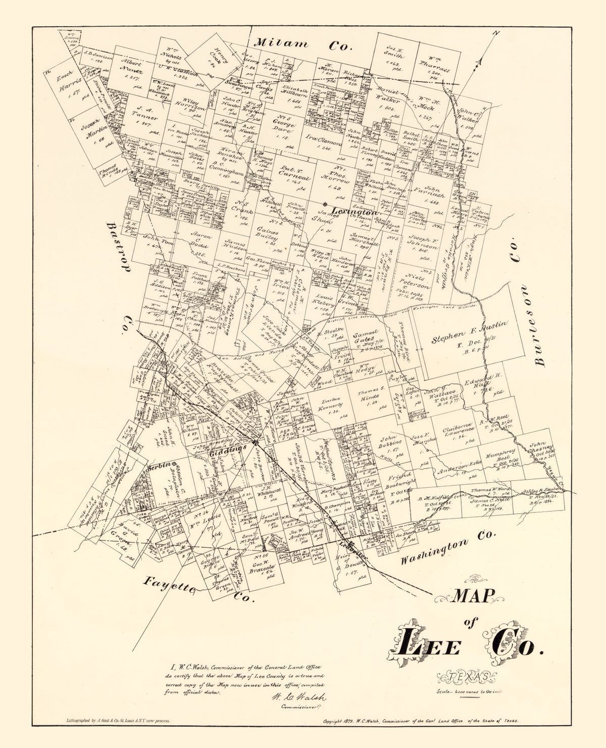 Preview of Vintage Map of Lee County, Texas 1879