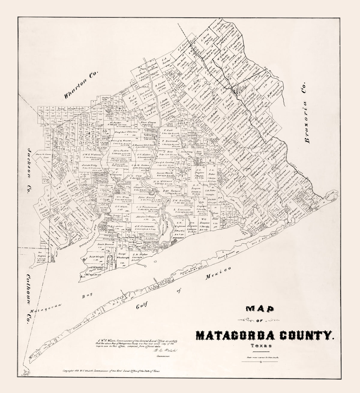 Preview of Vintage Map of Matagorda County, Texas 1879