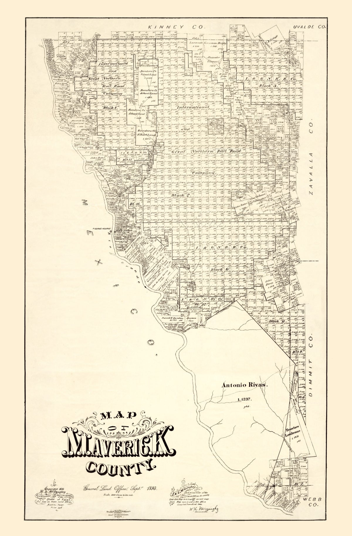 Preview of Vintage Map of Maverick County, Texas 1893