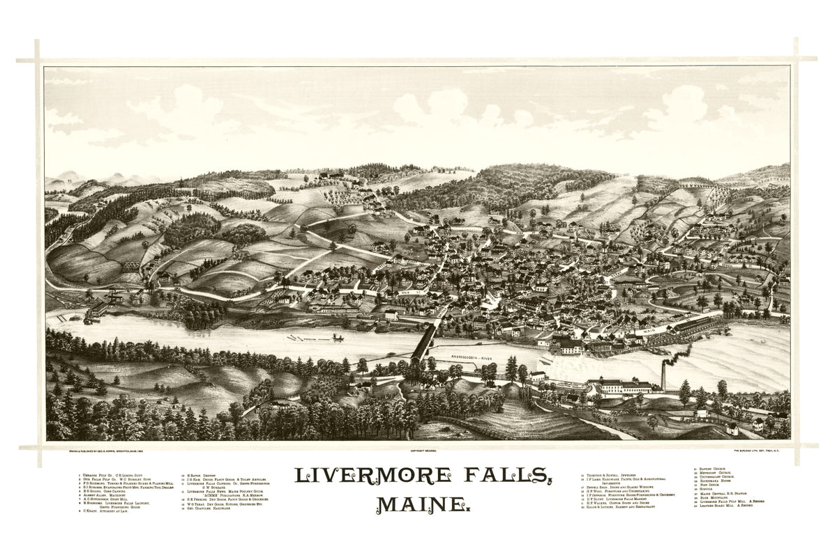 Preview of Vintage Map of Livermore Falls, Maine 1889