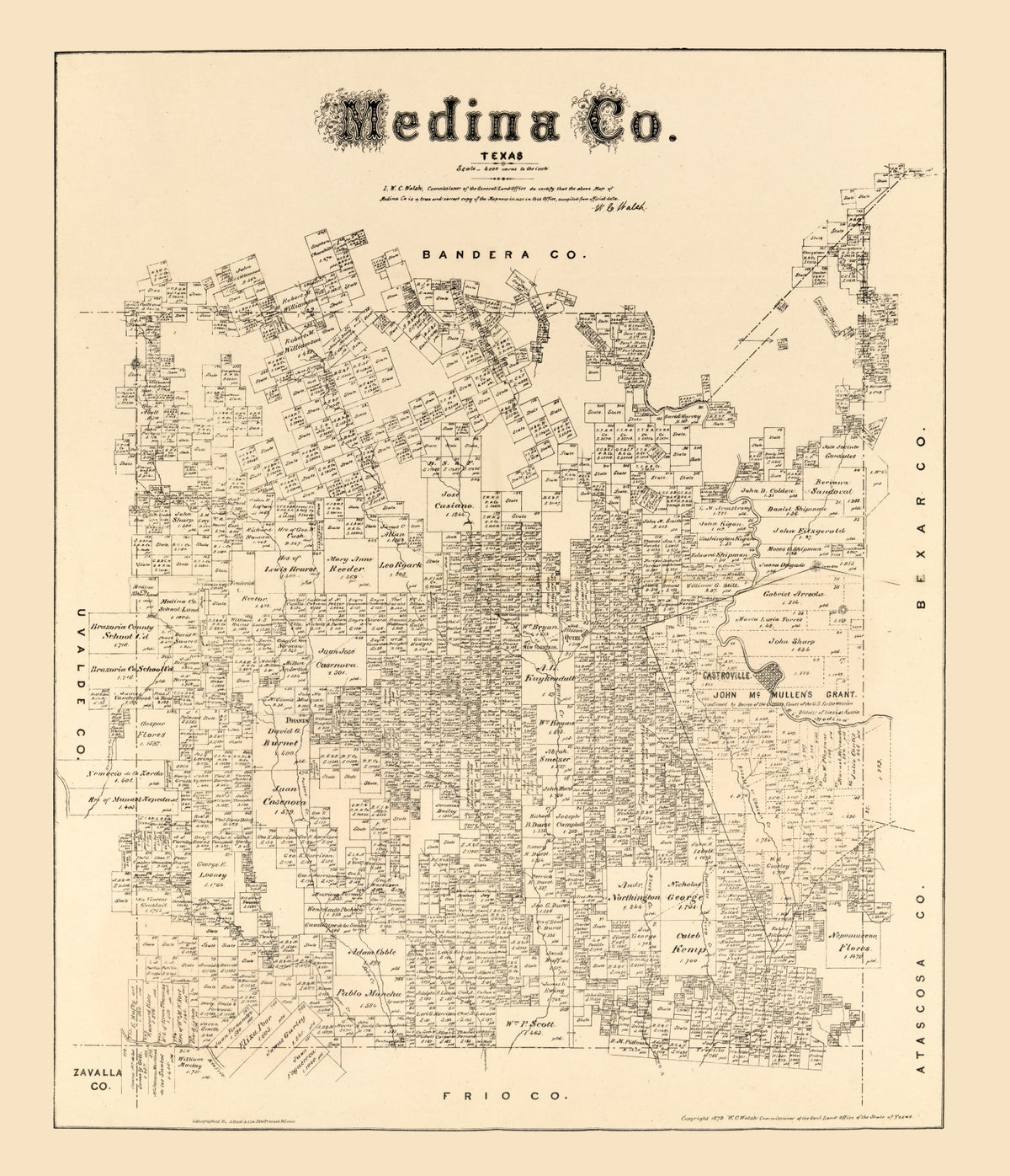 Preview of Vintage Map of Medina County, Texas 1879