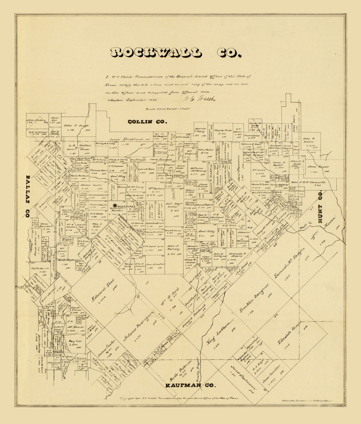 Preview of Vintage Map of Rockwall County, Texas 1880