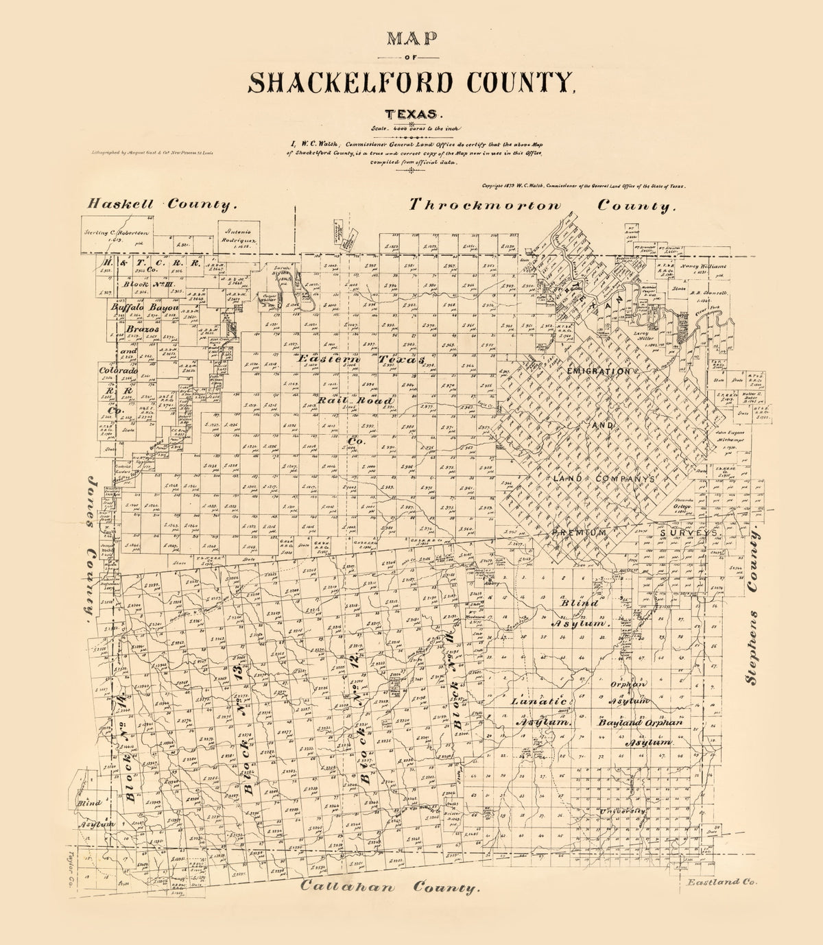 Preview of Vintage Map of Shackelford County, Texas 1879