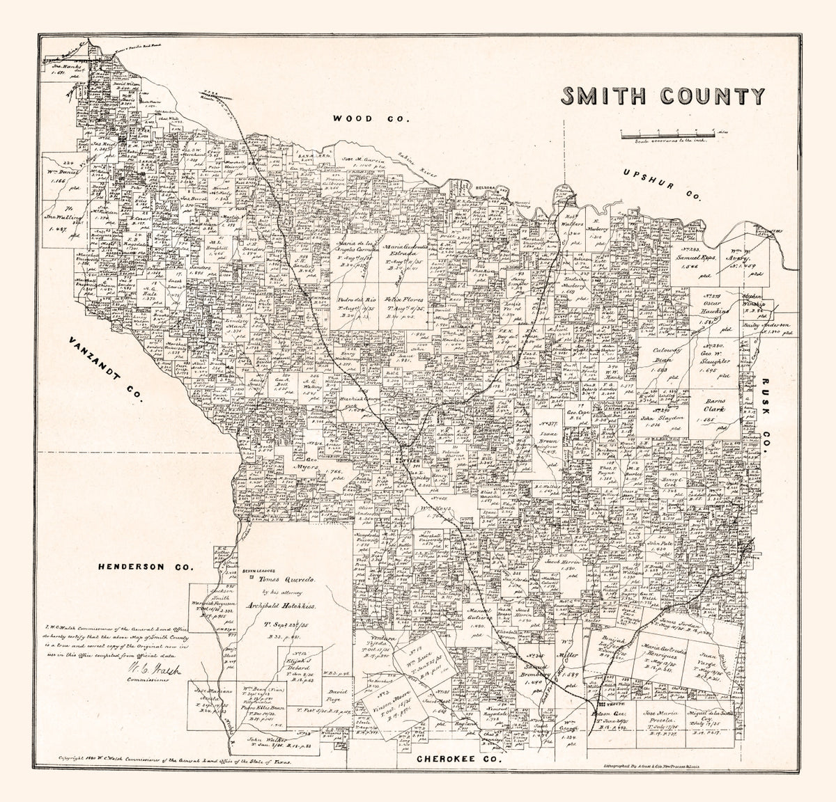 Preview of Vintage Map of Smith County, Texas 1880