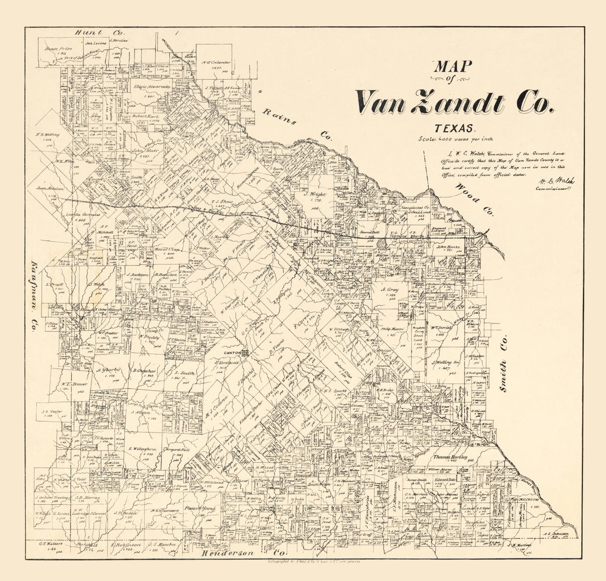 Preview of Vintage Map of Van Zandt County, Texas 1884