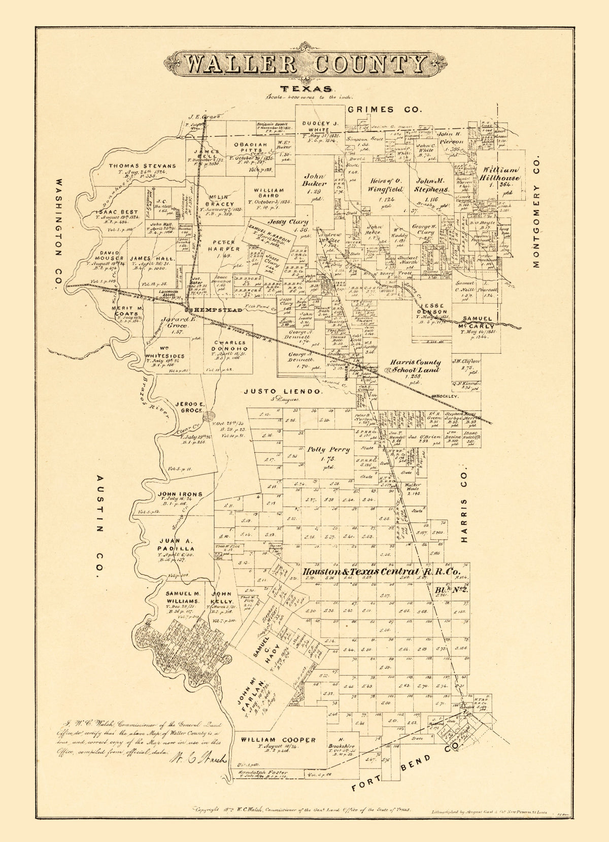Preview of Vintage Map of Waller County, Texas 1879