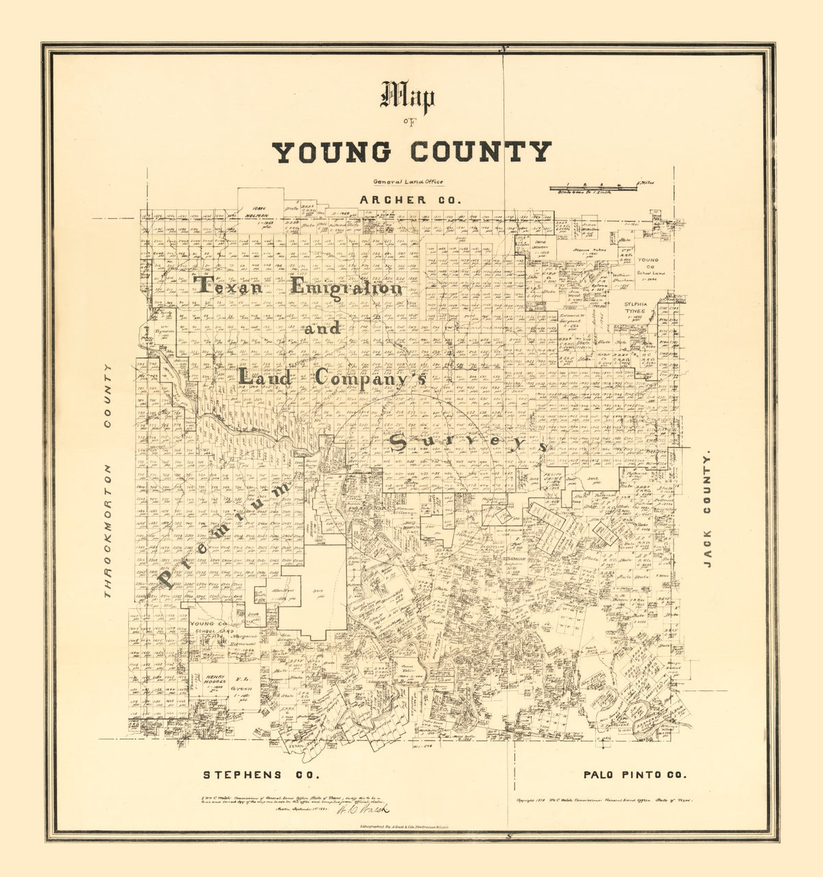 Preview of Vintage Map of Young County, Texas 1879
