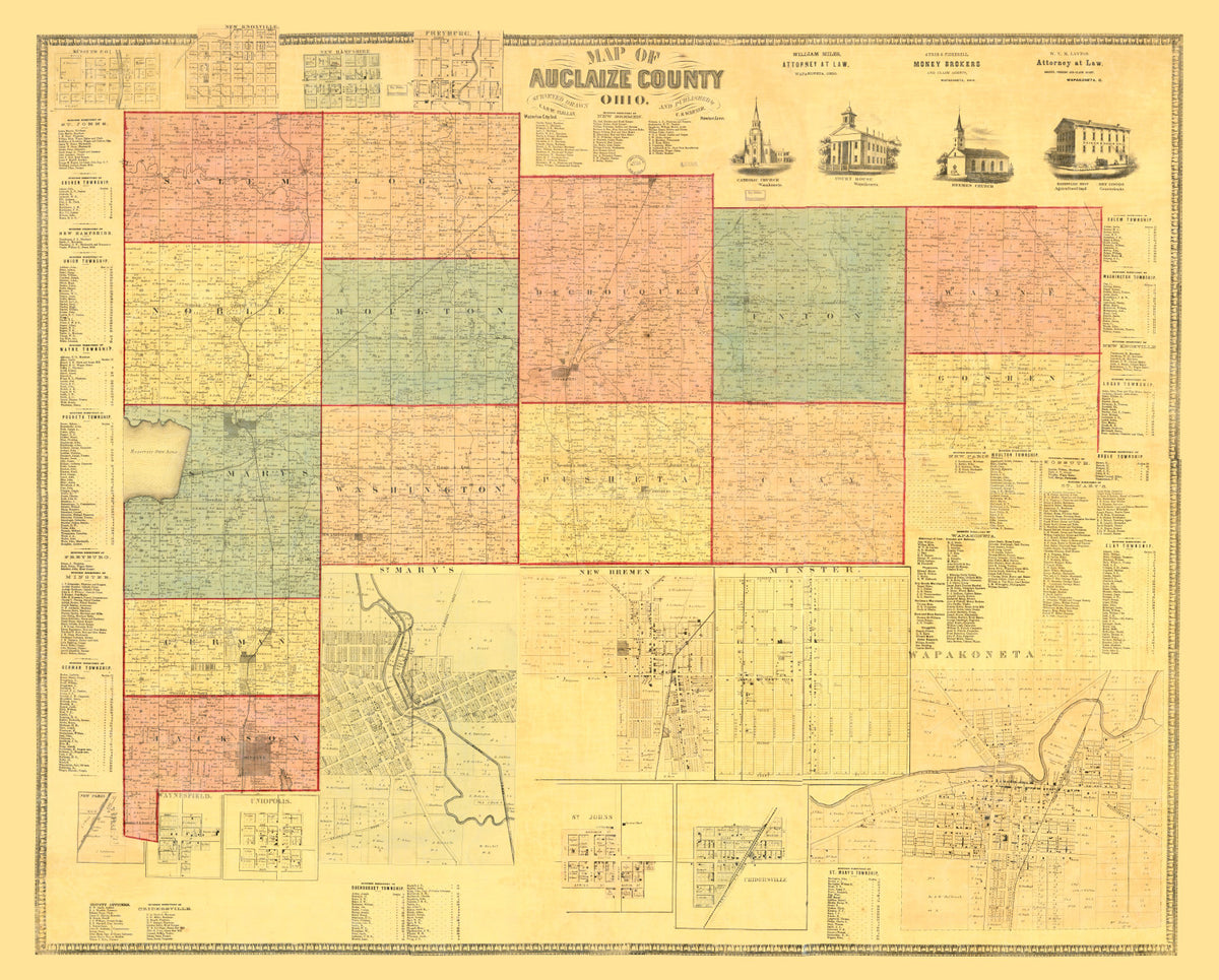 Preview of Vintage Map of Auglaize County, Ohio 1860