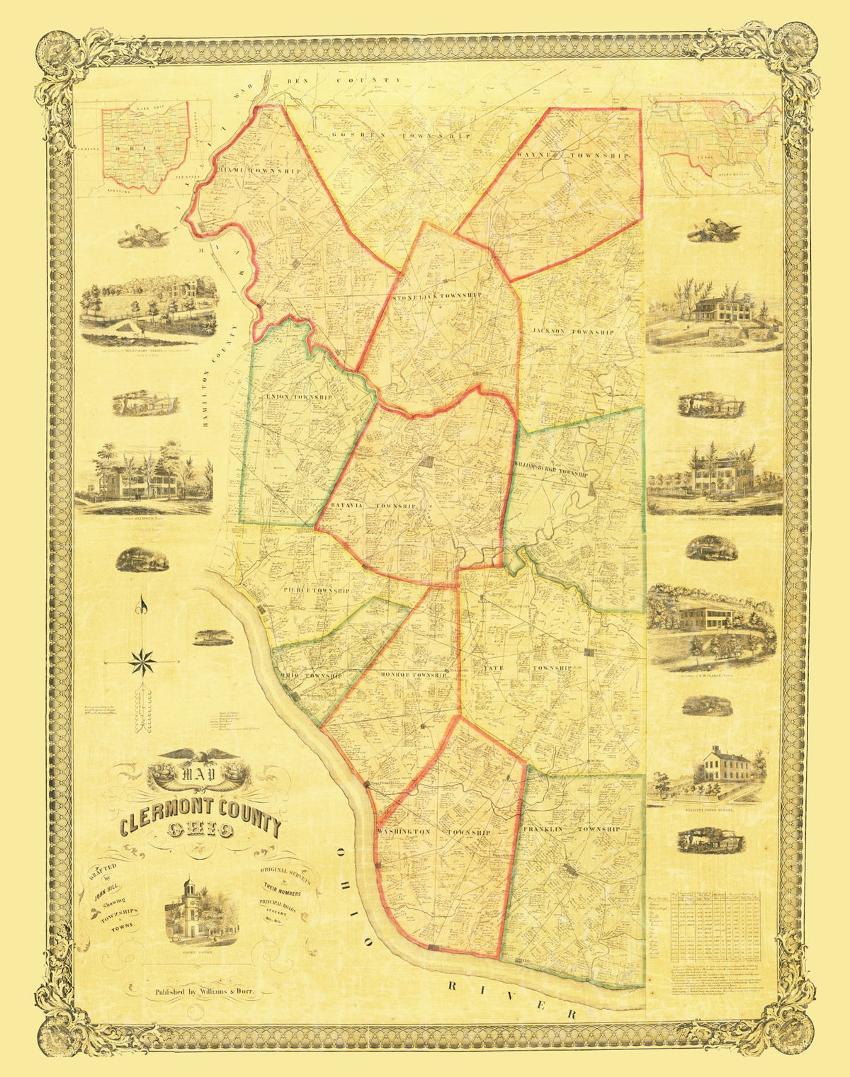 Preview of Vintage Map of Clermont County, Ohio 1857