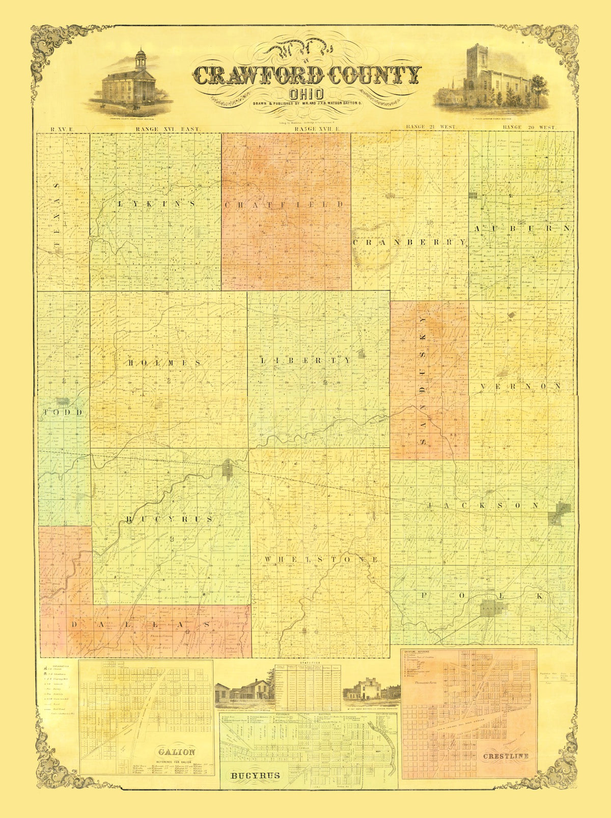 Preview of Vintage Map of Crawford County, Ohio 1850
