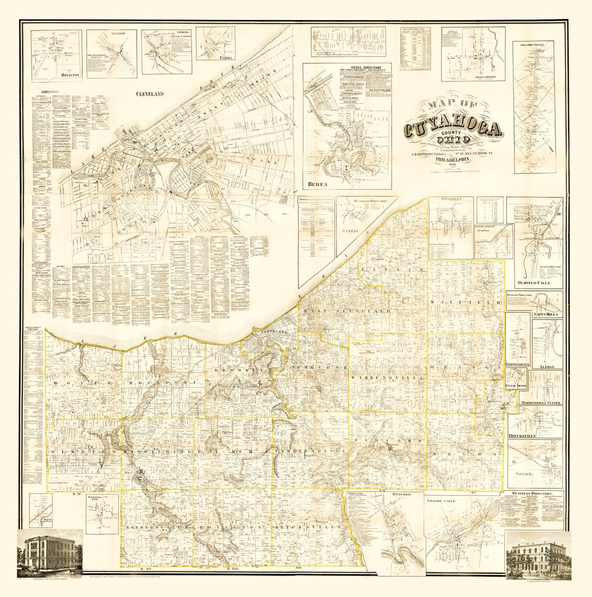 Preview of Vintage Map of Cuyahoga County, Ohio 1858