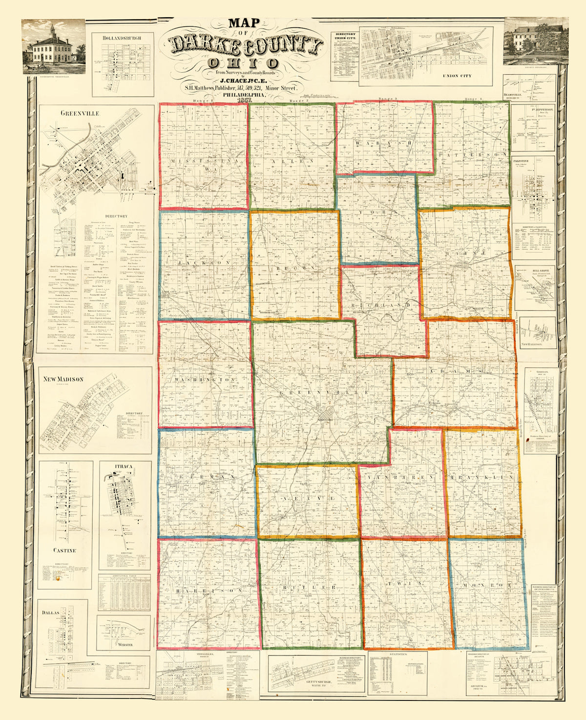 Preview of Vintage Map of Darke County, Ohio 1857