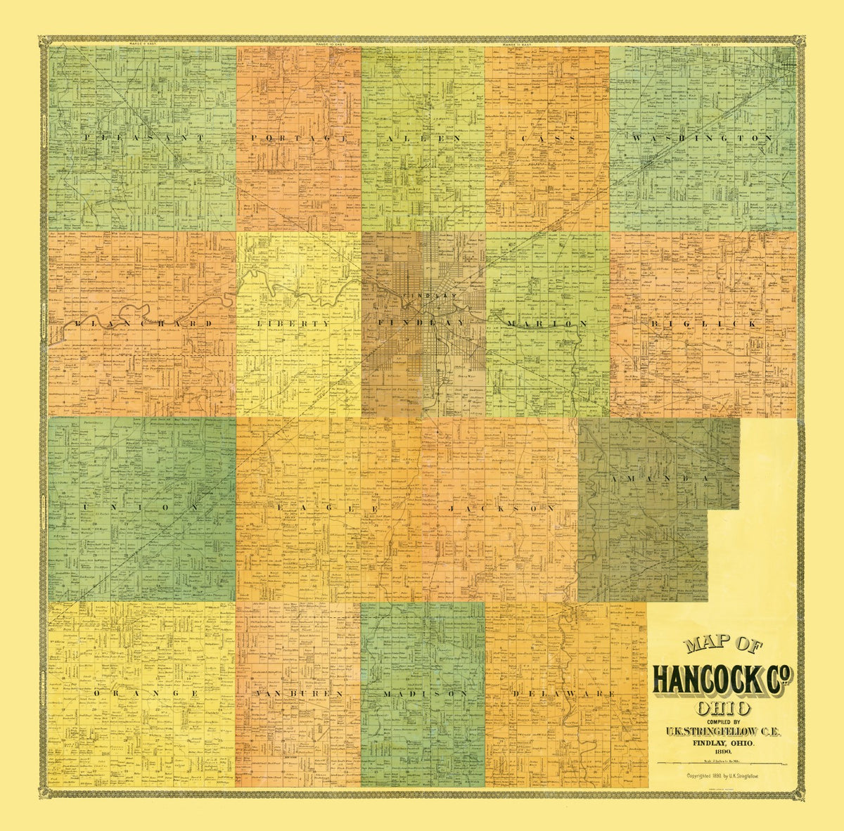 Preview of Vintage Map of Hancock County, Ohio 1890